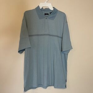 NWT Izod Men's Polo Shirt Size Large Grayish Green Stripe Blue